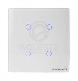 Cj 4 Interruptores Touch Automação Branco 4x4 - Nova Digital 